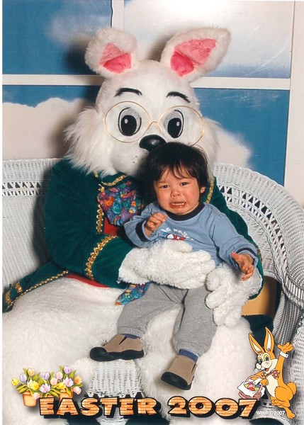 Sitting on the EASTER BUNNY! Photo